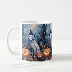Caneca De Café Dálmata de Halloween com Abóboras Assustador