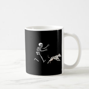 Caneca De Café Dálmata Engraçado Esqueleto Correndo Halloween