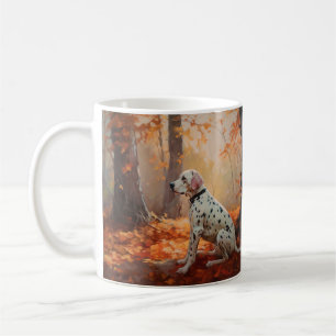 Caneca De Café Dálmata na Queda das Folhas de Outono Inspira