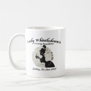 Caneca De Café dama assobiando jornal da sociedade esculpindo chá