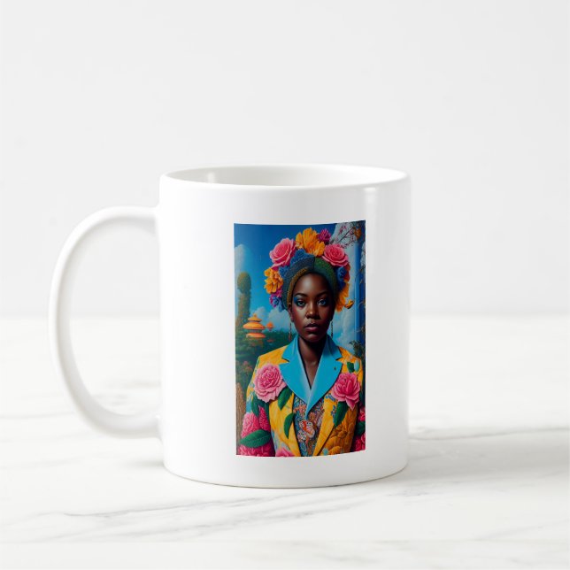 Caneca De Café Dama com um casaco de terno floral (Esquerda)