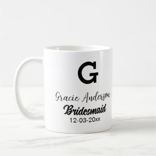 Caneca De Café Dama de honra adicionar nome monograma simples min
