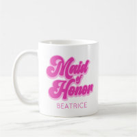 Dama de Honra Bubblegum Rosa Retro Nome Personaliz