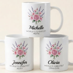 Caneca De Café Dama de honra Dia das Mães Floral Vovó Nome