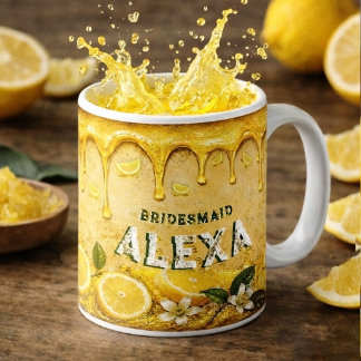 Caneca De Café Dama de honra Favor de casamento em limão Tipograf