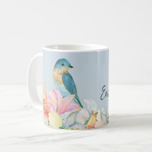Dama de honra floral azul aquarela oriental