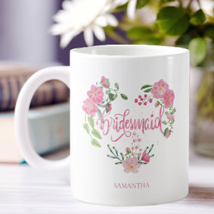 Caneca De Café Dama de Honra Floral para Festa de Casamento