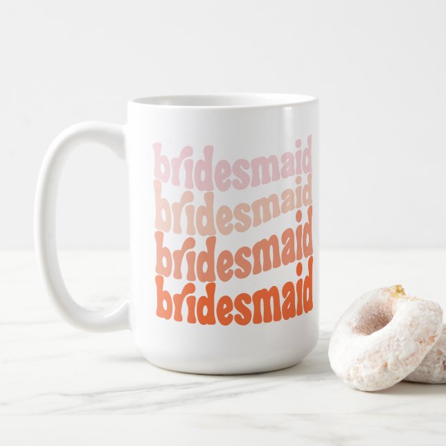 Caneca De Café Dama de honra fofo retro laranja, personalizado (Com Donut)