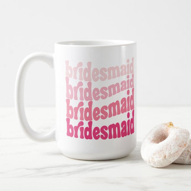 Caneca De Café Dama de honra fofo rosa retrô, personalizado com n (Com Donut)
