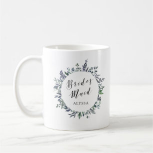 Caneca De Café Dama de honra frondosa da aguarela  