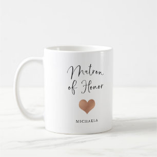 Caneca De Café Dama de Honra Script Moderno e Coração