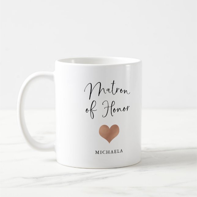 Caneca De Café Dama de Honra | Script Moderno e Coração (Esquerda)