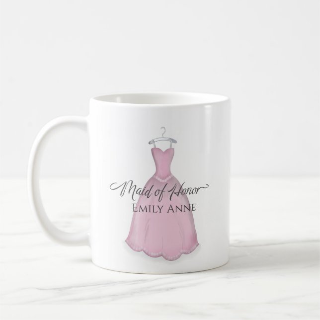 Caneca De Café Dama de Honra Simples Fofa Rosa Bridesmaid Persona (Esquerda)