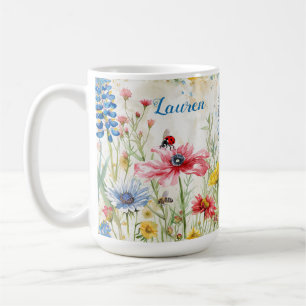 Caneca De Café Dama de Mug de Flor Selvagem e Abelhas Considerada
