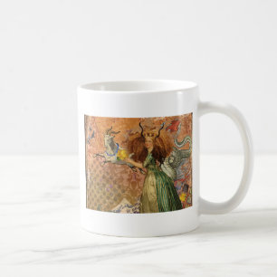 Caneca De Café Dama do Renascimento Capricórnio Fantasia Vintage 