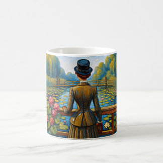 Caneca De Café Dama Elegante no Rio dos Lírios