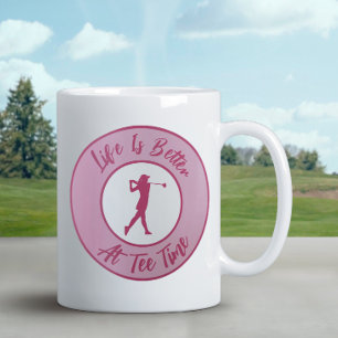 Caneca De Café Dama Golfer Hora da Tee Esportes Humor Divertido T
