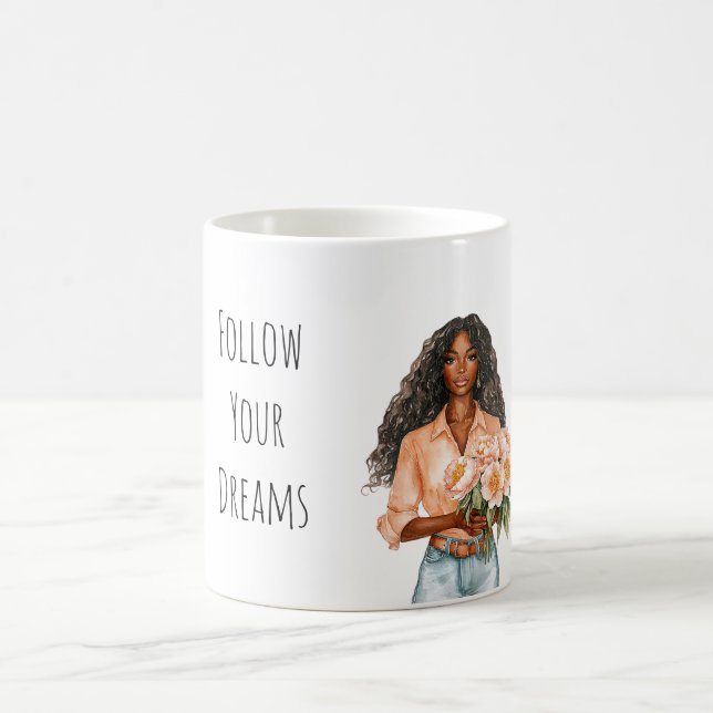 Caneca De Café Dama Preta Sonhos Florais Pretty Peach (Centro)