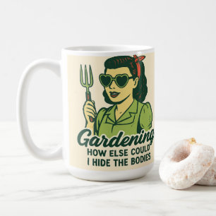Caneca De Café Dama Vintage dos Anos 50 com Garfo de Jardim Humor