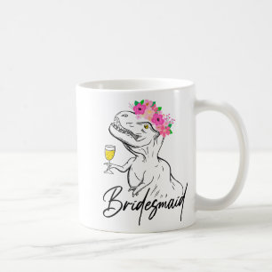 Caneca De Café Damas de Honor Noiva Flor Floral Dinossauro Desped