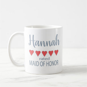 Caneca De Café Damas de honra 5 corações para as damas de honra d