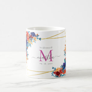 Caneca De Café Damas de honra de flores mexicanas com aquarela mo