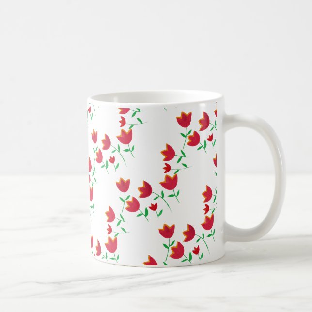 Caneca De Café Damas Red Tulip Flower (Direita)