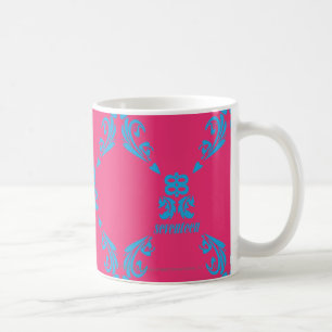 Caneca De Café Damasco Aqua-Magenta