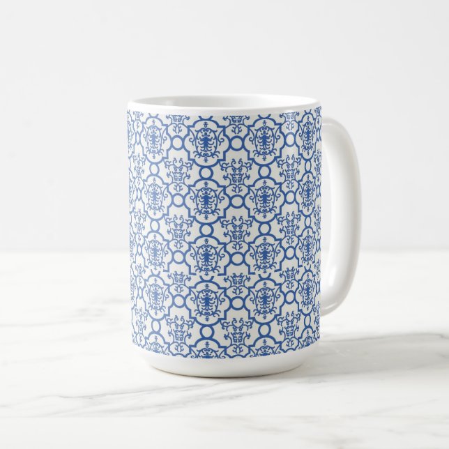 Caneca De Café Damasco Azul-Café (Frente Esquerda)