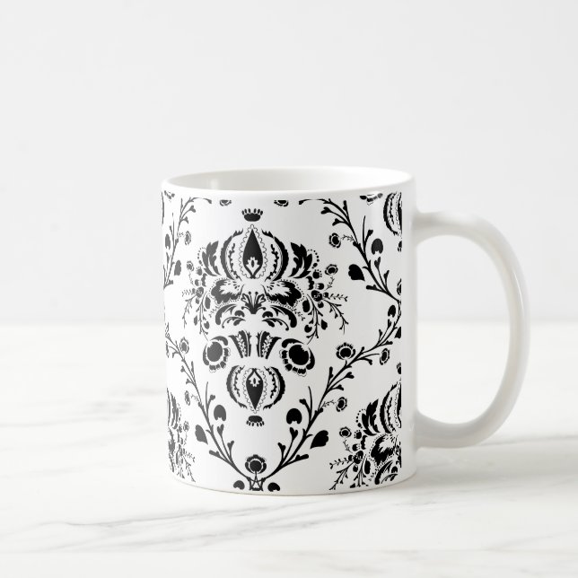 Caneca De Café Damasco branco e preto (Direita)