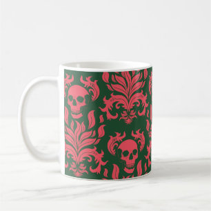Caneca De Café Damasco com Chama de Caveira em cor-de-rosa-de-cho