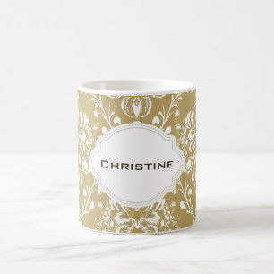 Caneca De Café Damasco personalizado do cacau e do creme