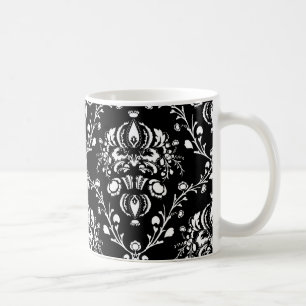 Caneca De Café Damasco preto e branco