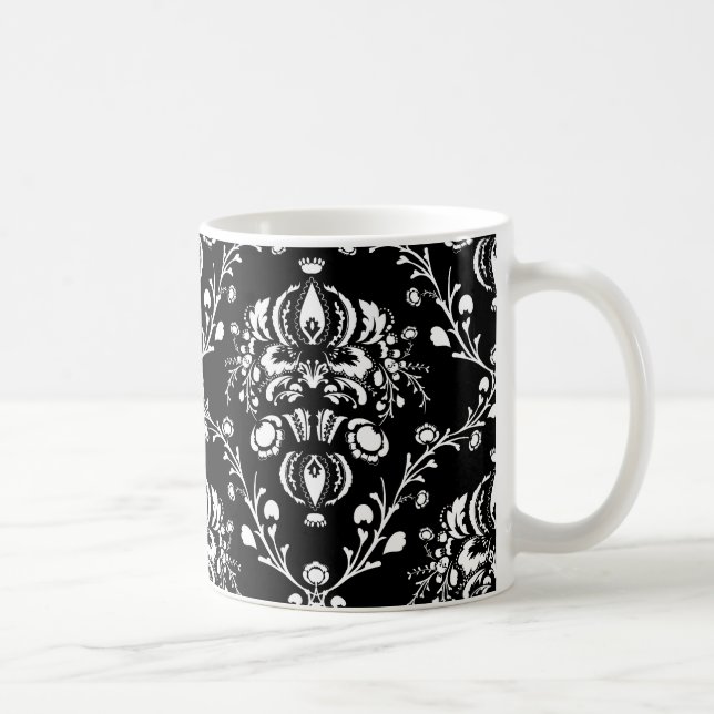 Caneca De Café Damasco preto e branco (Direita)