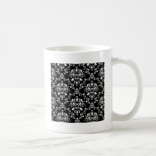 Caneca De Café Damasco preto e branco (Direita)