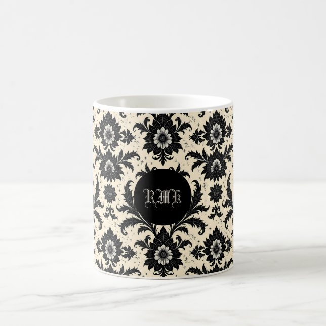 Caneca De Café Damasco Preto em Sépia (Centro)