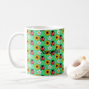 Caneca De Café Damasco Vermelho E Preto Com Canhão De Flores
