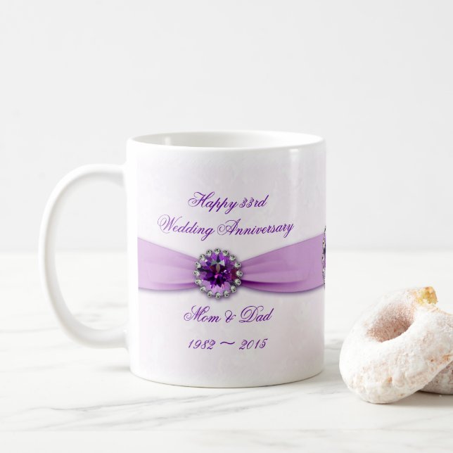 Caneca De Café Damask 33rd Wedding Anniversário Mug (Com Donut)