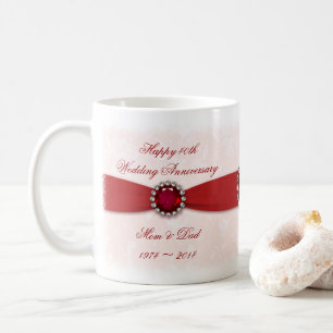 Caneca De Café Damask 40th Wedding Anniversário Mug