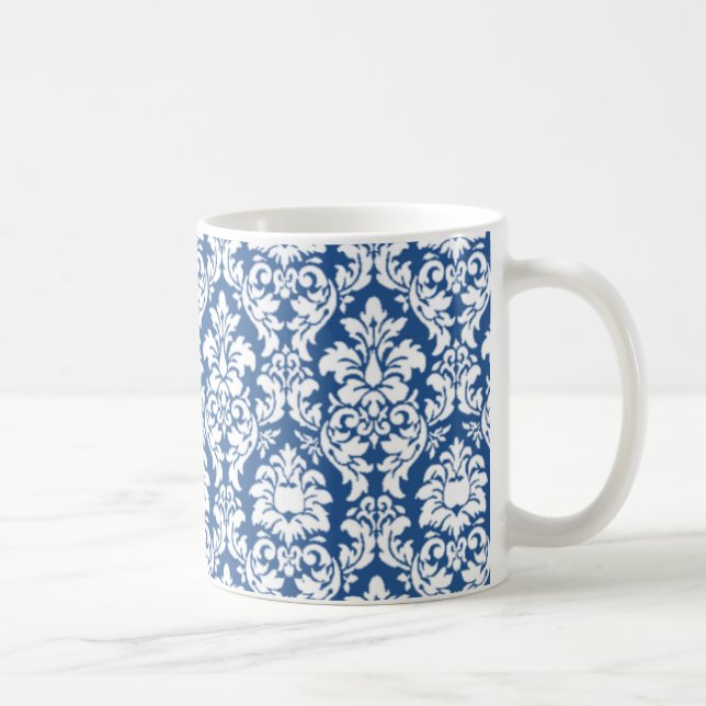 Caneca De Café Damask Azul e Branco (Direita)