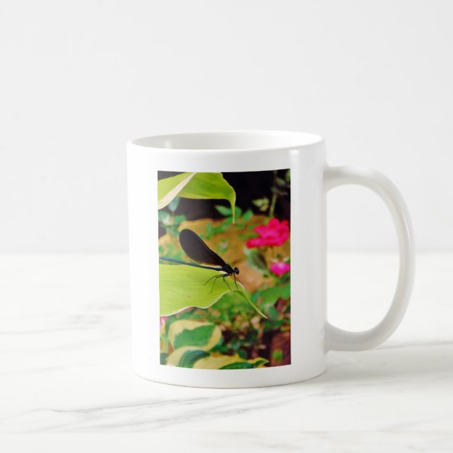 Caneca De Café Damselfly e Rosa (Direita)