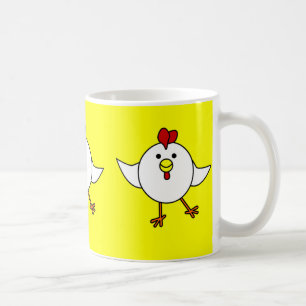 Caneca De Café Dança bonito da galinha - branco e amarelo