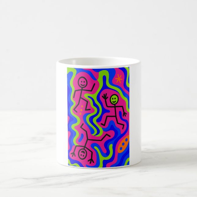 Caneca De Café Dança Cósmica - Neon Stickmen Mug (Centro)