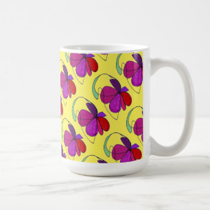 Caneca De Café "Dança da Flor no Linho Amarelo" Tampão de Design