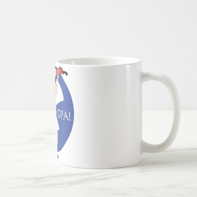 Caneca De Café Dança de Evzone do grego com bandeira OPA! (Direita)
