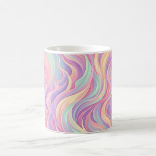 Caneca de Café Dança de Fogo Chama Abstrata Pastel