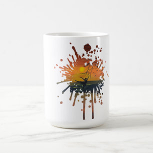 Caneca De Café Dança no Brilho do Pôr do Sol   obra de arte feita