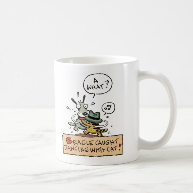 Caneca De Café Dança travada lebreiro com um gato (Direita)