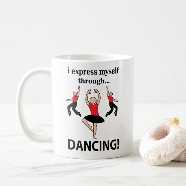 Caneca De Café Dançando Eu Me Expresso Através Da Dança (Com Donut)