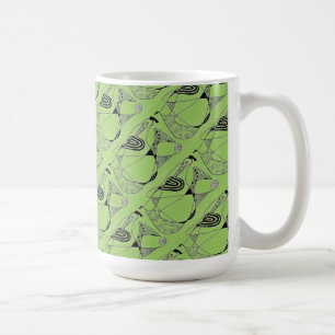 Caneca De Café "Dançando Hen em Verde Tilado" Abstrato